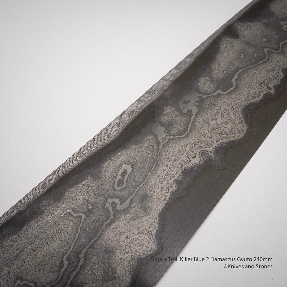 二唐刃物鍛造所 鬼ころし 青二鋼 ダマスカス 牛刀 240mm