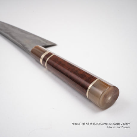 二唐刃物鍛造所 鬼ころし 青二鋼 ダマスカス 牛刀 240mm