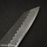 二唐刃物鍛造所 青紙スーパー マット磨き 槌目仕上げ 切付牛刀 210mm