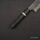 二唐刃物鍛造所 銀三鋼 黒染め ダマスカス 牛刀 240mm バーチハンドル