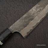 二唐刃物鍛造所 銀三鋼 黒染め ダマスカス 牛刀 240mm バーチハンドル