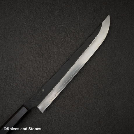 二唐刃物鍛造所 SG2 黒打ち 槌目 先丸筋引 270mm