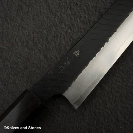二唐刃物鍛造所 SG2 黒打ち 槌目 先丸筋引 270mm