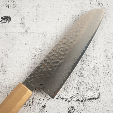 青木刃物製作所 V金10号 33層ダマスカス 三徳 170mm ゴールド
