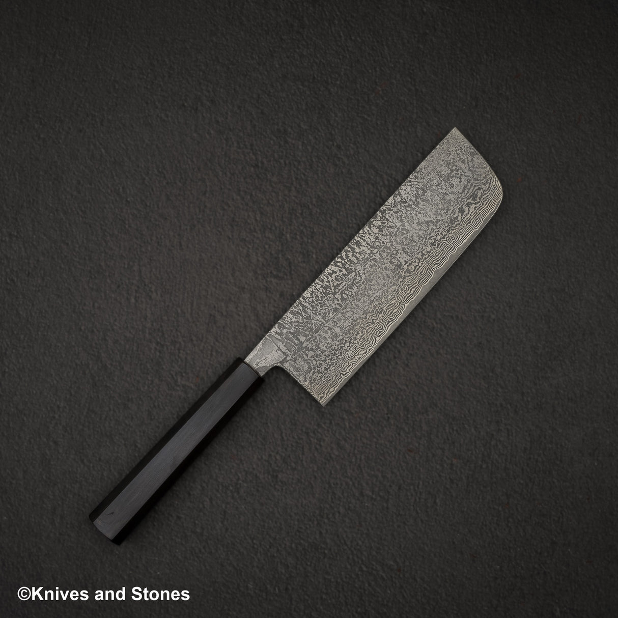 加茂藤刃物 黒雲 SG2 ブラックダマスカス 菜切 180mm エボニーハンドル