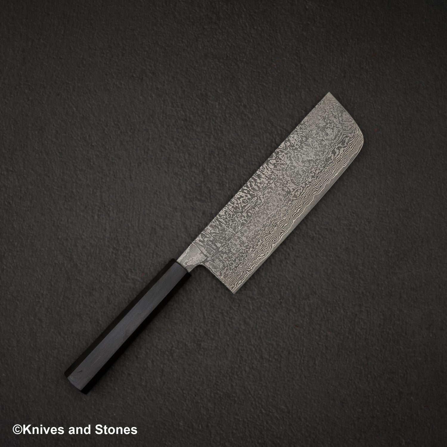 加茂藤刃物 黒雲 SG2 ブラックダマスカス 菜切 180mm エボニーハンドル