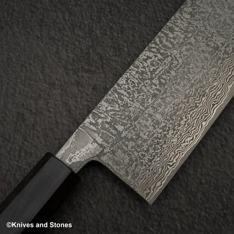 加茂藤刃物 黒雲 SG2 ブラックダマスカス 菜切 180mm エボニーハンドル