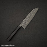 加茂藤刃物 黒雲 SG2 ブラックダマスカス 三徳 170mm エボニーハンドル