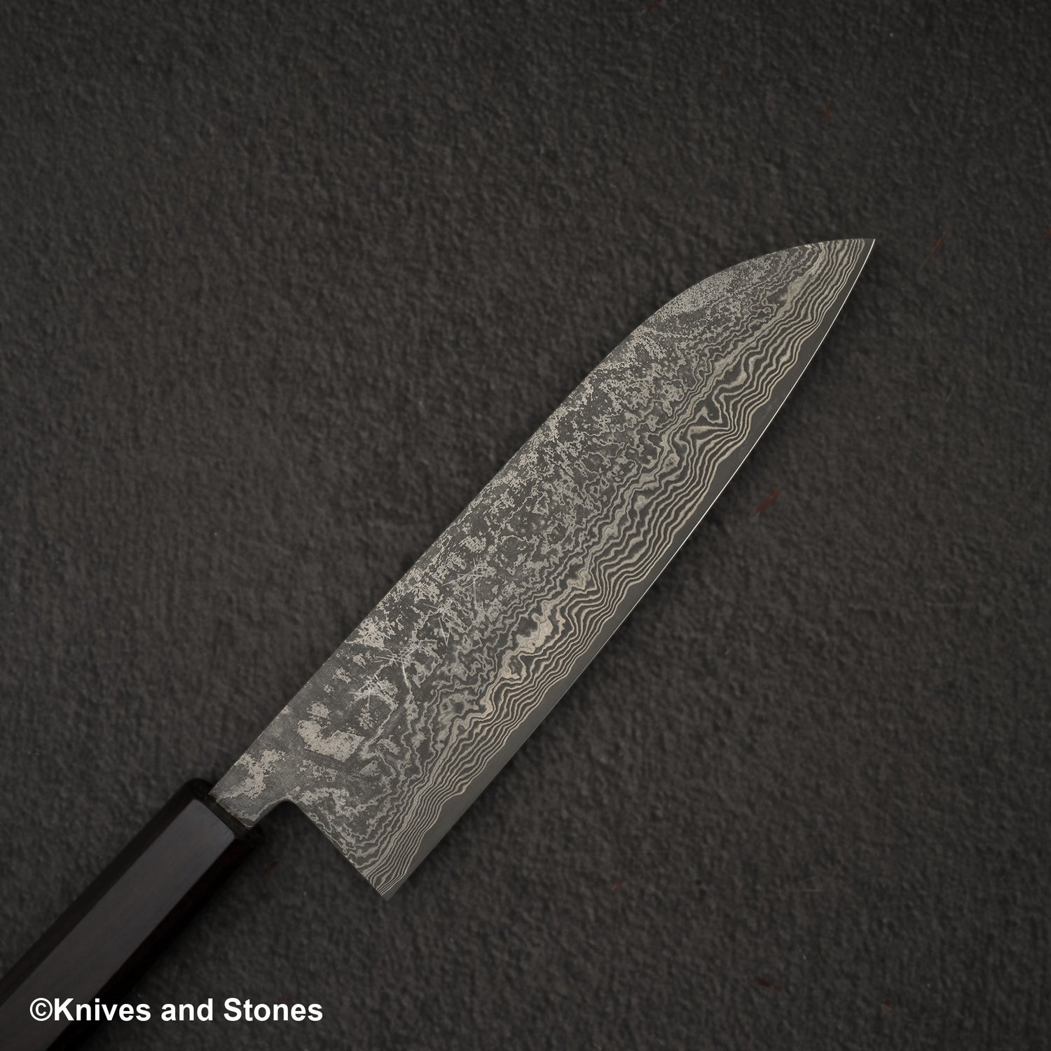 加茂藤刃物 黒雲 SG2 ブラックダマスカス 三徳 170mm エボニーハンドル