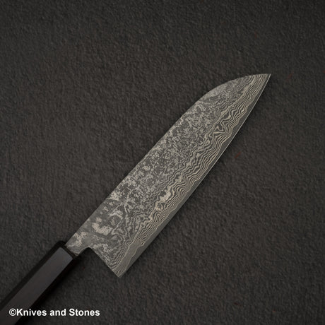 加茂藤刃物 黒雲 SG2 ブラックダマスカス 三徳 170mm エボニーハンドル