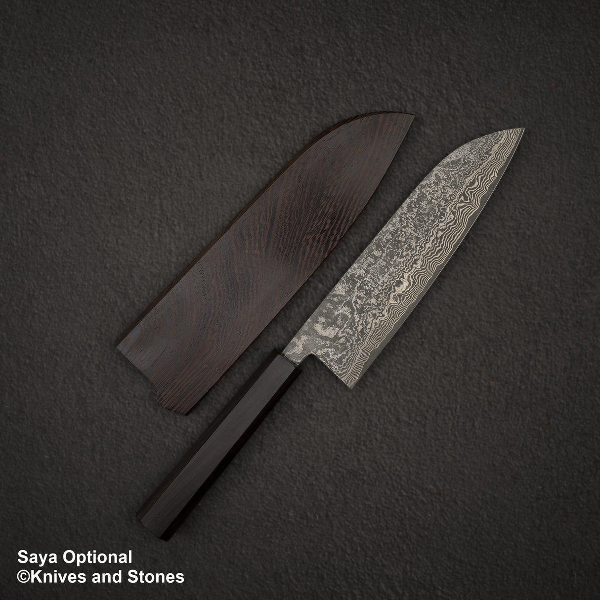 加茂藤刃物 黒雲 SG2 ブラックダマスカス 三徳 170mm エボニーハンドル
