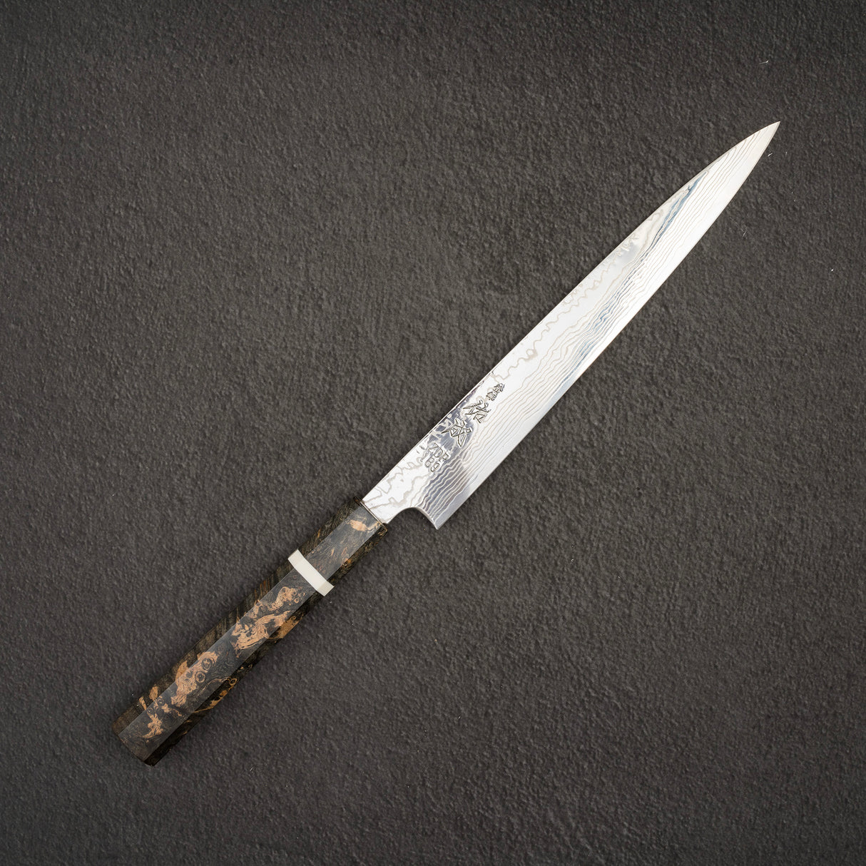 佑成 粉末ダイス鋼 ZDP-189 ダマスカス 筋引 240mm 鞘付き