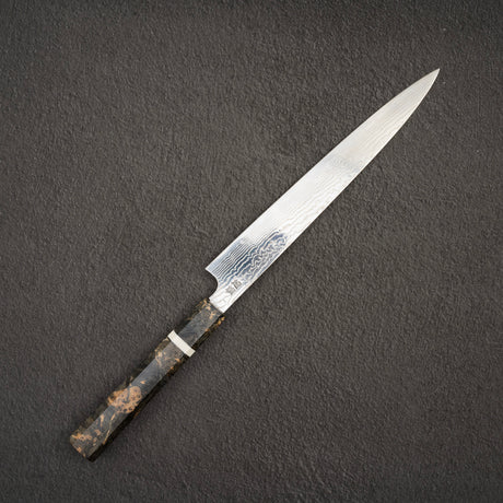 佑成 粉末ダイス鋼 ZDP-189 ダマスカス 筋引 240mm 鞘付き