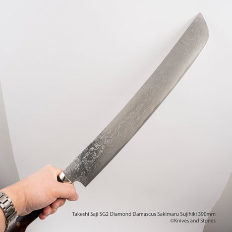佐治打刃物 SG2 ダイヤモンドダマスカス 先丸筋引 390mm