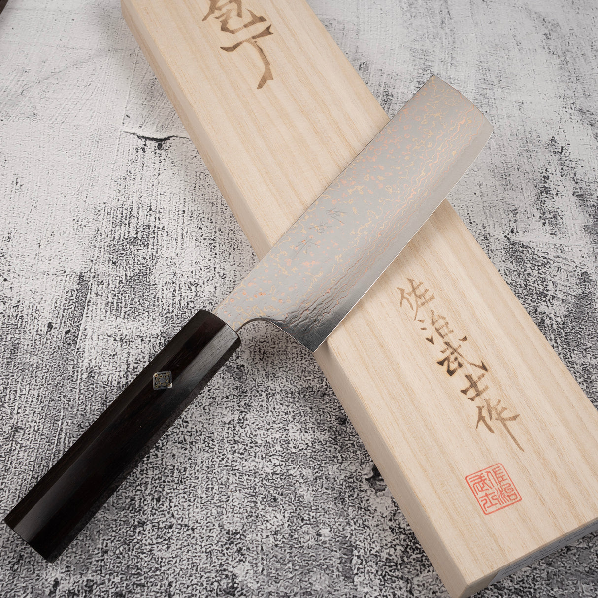 佐治打刃物 V金10号 レインボーダマスカス 菜切 165mm