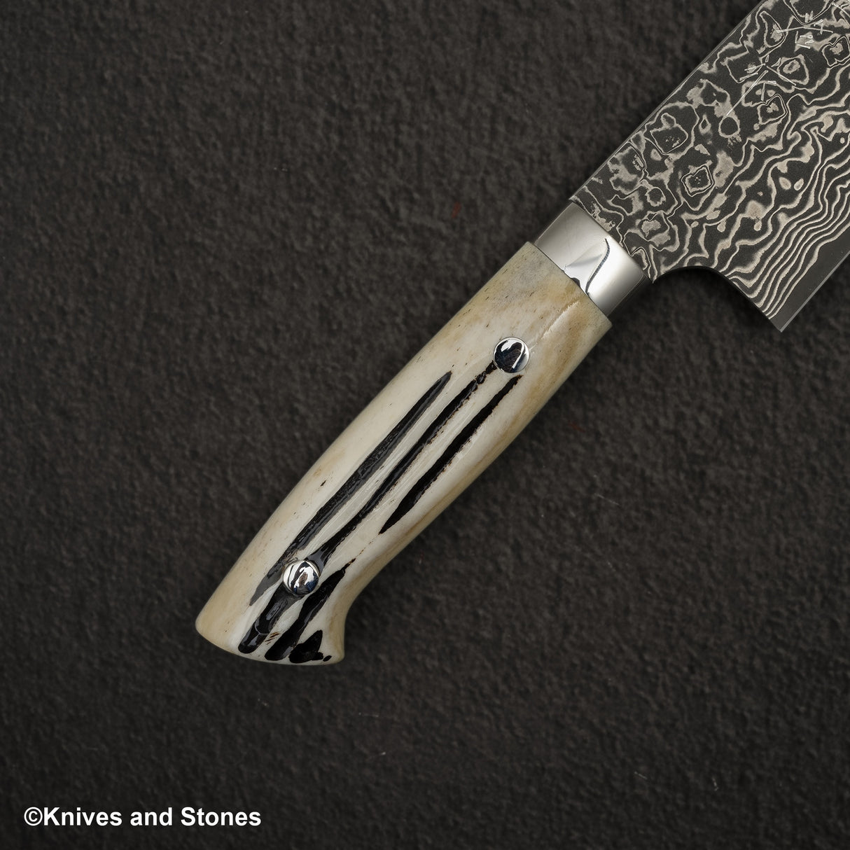 佐治打刃物 SG2 ブラックダマスカス 三徳 180mm スタッグハンドル