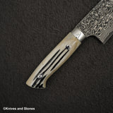 佐治打刃物 SG2 ブラックダマスカス 三徳 180mm スタッグハンドル