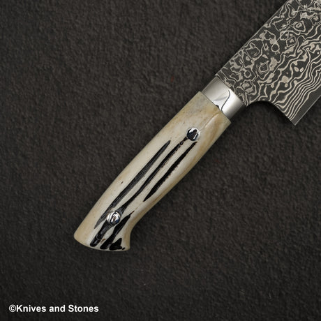 佐治打刃物 SG2 ブラックダマスカス 三徳 180mm スタッグハンドル