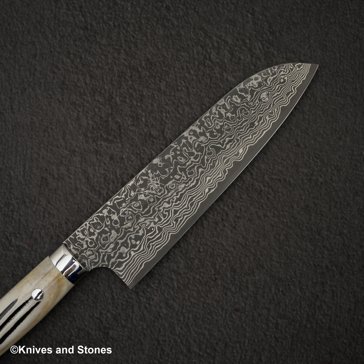 佐治打刃物 SG2 ブラックダマスカス 三徳 180mm スタッグハンドル