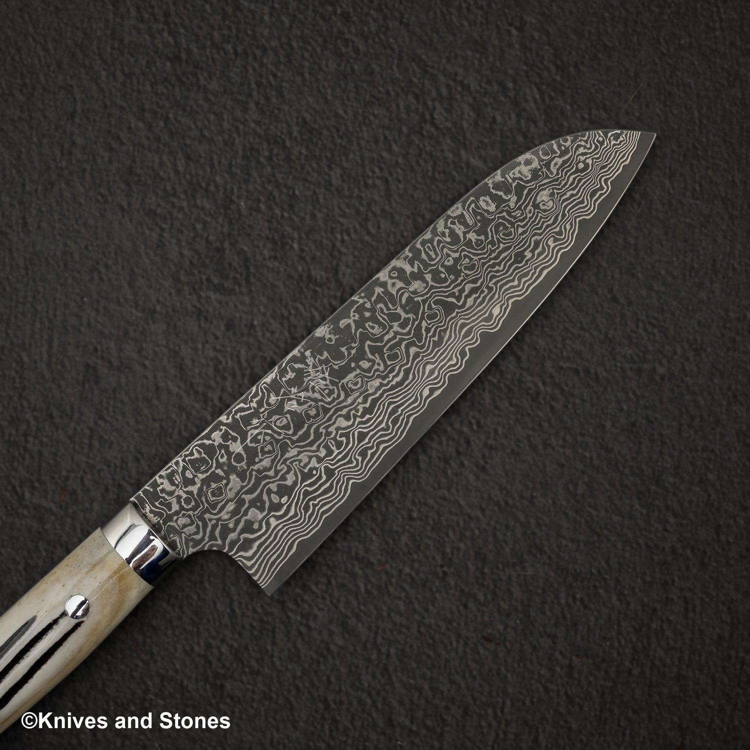佐治打刃物 SG2 ブラックダマスカス 三徳 180mm スタッグハンドル
