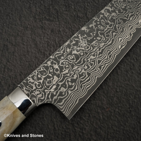 佐治打刃物 SG2 ブラックダマスカス 三徳 180mm スタッグハンドル