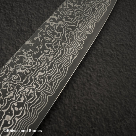 佐治打刃物 SG2 ブラックダマスカス 三徳 180mm スタッグハンドル