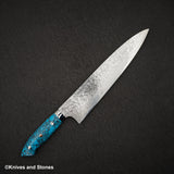 佐治打刃物 SG2 ダイヤモンドダマスカス 牛刀 240mm ターコイズハンドル