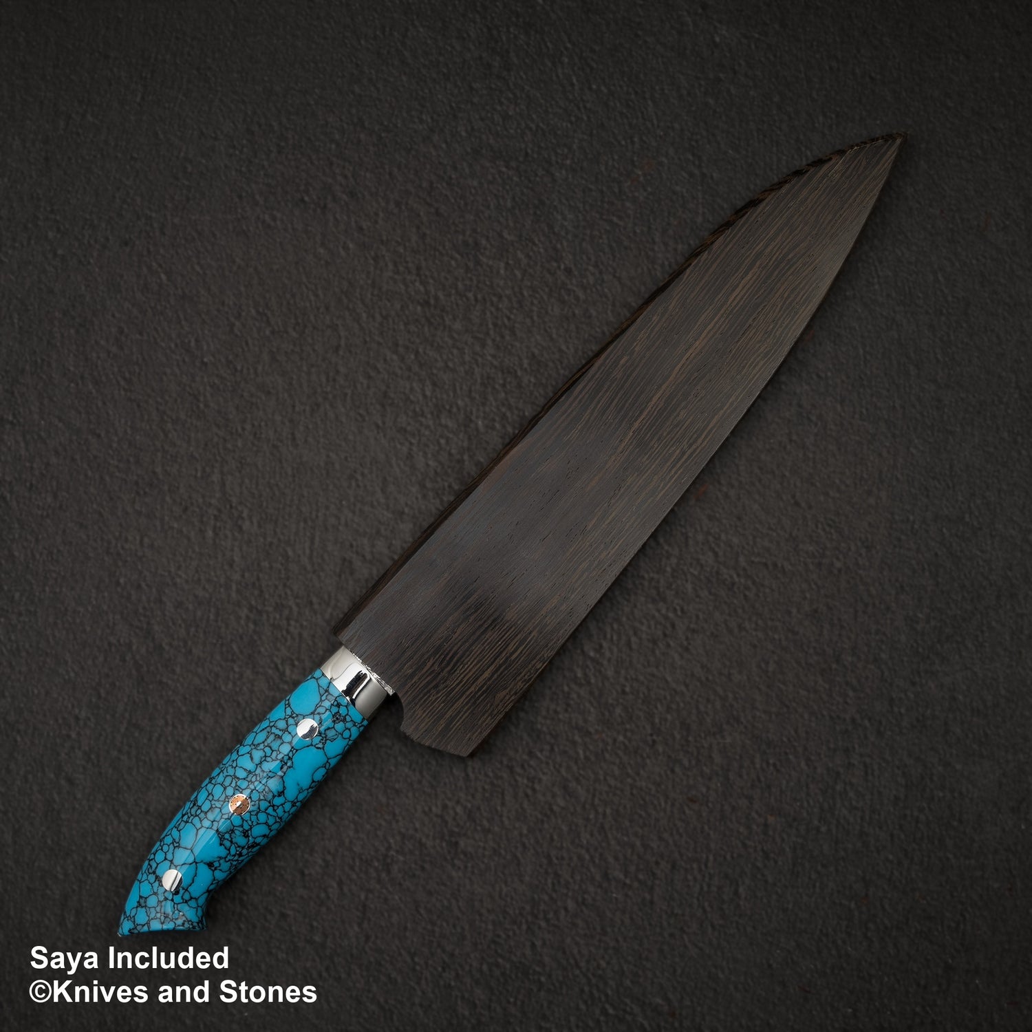 佐治打刃物 SG2 ダイヤモンドダマスカス 牛刀 240mm ターコイズハンドル