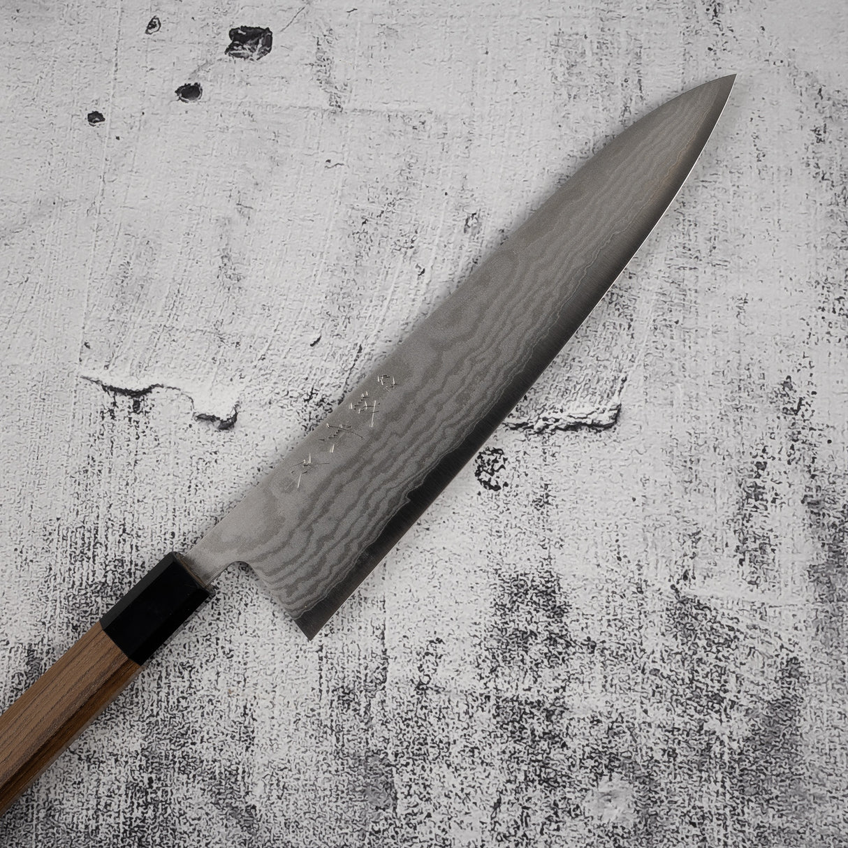 田中一之刃物製作所 銀三鋼 ダマスカス 牛刀 240mm チーク材ハンドル
