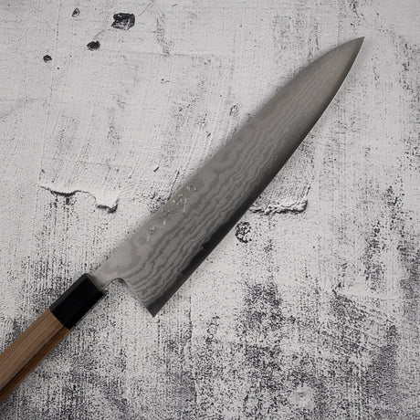 田中一之刃物製作所 銀三鋼 ダマスカス 牛刀 240mm チーク材ハンドル