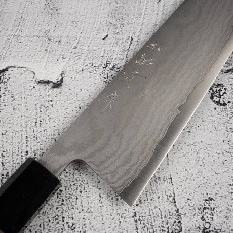 田中一之刃物製作所 銀三鋼 ダマスカス 牛刀 240mm チーク材ハンドル