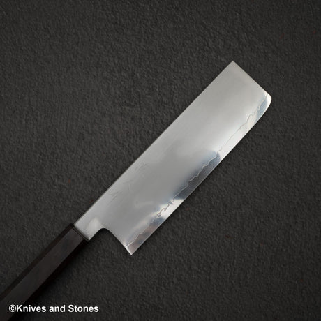 鉄人 青二鋼 霞 菜切 180mm エボニーハンドル