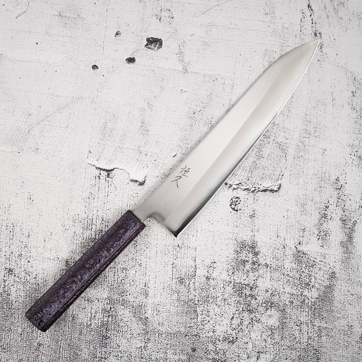 柴田 崇行 白一鋼 磨き 牛刀 240mm パープルハンドル