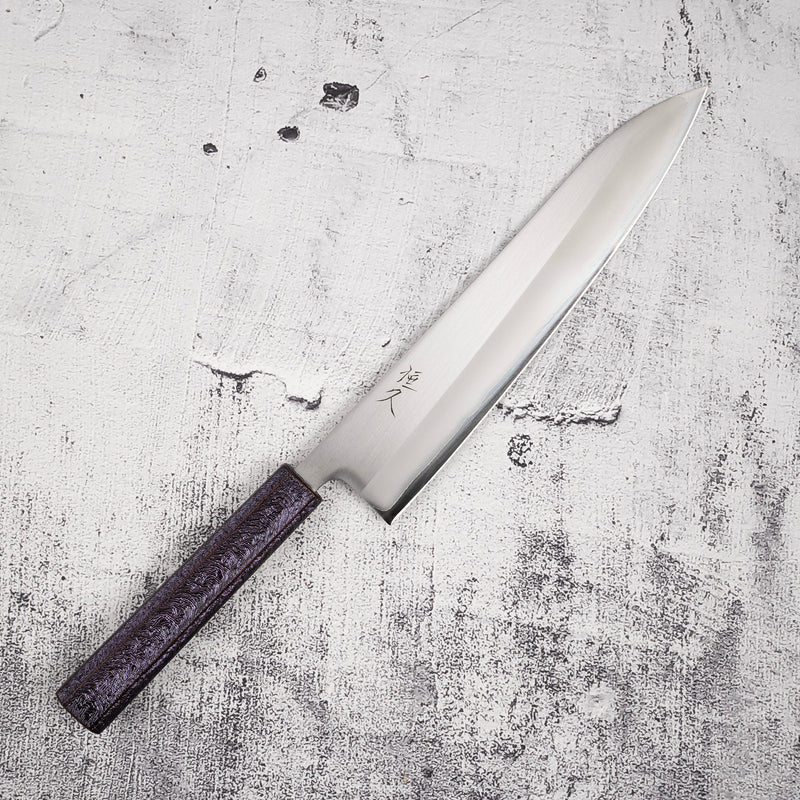 柴田 崇行 白一鋼 磨き 牛刀 240mm パープルハンドル