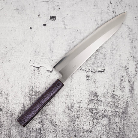 柴田 崇行 白一鋼 磨き 牛刀 240mm パープルハンドル
