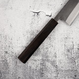 初心 x 吉金刃物 白二鋼 黒打ち 梨地 牛刀 210mm ステンレスクラッド