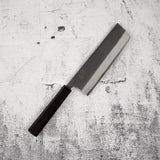 初心 x 吉金刃物 白二鋼 黒打ち 梨地 菜切 165mm ステンレスクラッド