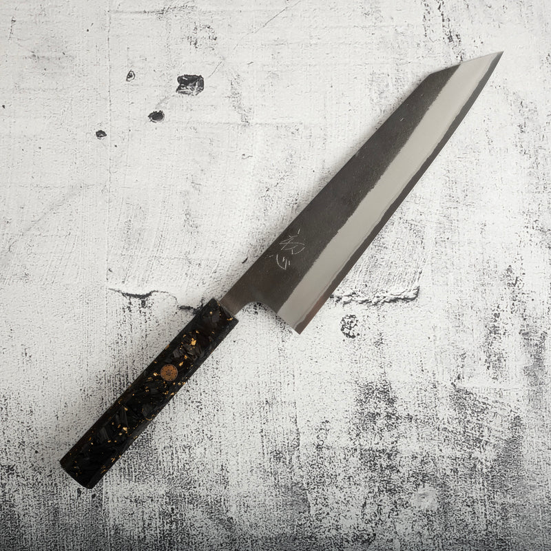 吉金刃物 白二鋼 黒打ち 梨地 切付牛刀 210mm カーボンファイバーハンドル