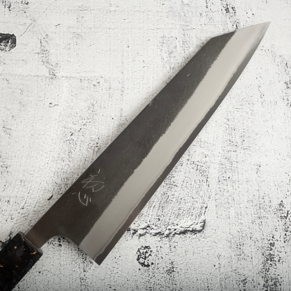 吉金刃物 白二鋼 黒打ち 梨地 切付牛刀 210mm カーボンファイバーハンドル