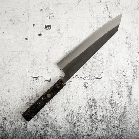 吉金刃物 白二鋼 黒打ち 梨地 切付牛刀 210mm カーボンファイバーハンドル