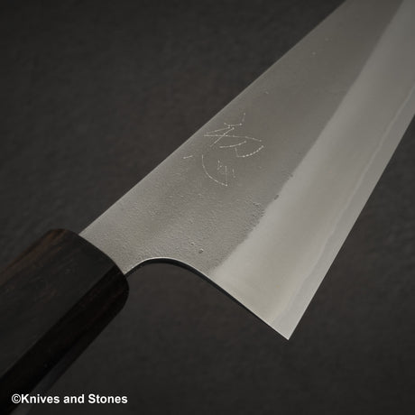 吉金刃物 白二鋼 梨地 切付牛刀 210mm ステンレスクラッド エボニーハンドル