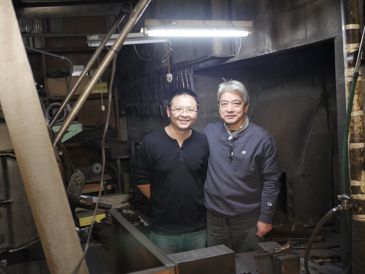 Tsukasa Hinoura with James at the Sanjo workshop, April 2016.