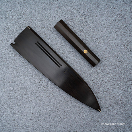 K&S 牛刀 マグネット式鞘・ハンドルセット 安定化カーリーメイプル/エボニー 240mm